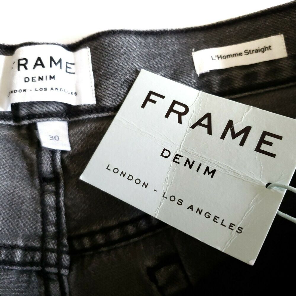 FRAME Denim L'Homme Straight leg distressed denim jeans commodore gray Sz 30 NEW - Picture 9 of 11